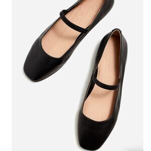 Madewell Greta Ballet Flats 9 NWT Black Leather NN044 Academia Prep 90s Y2K